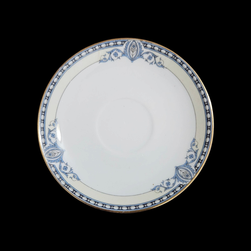 Noritake M China Saucer Blue Floral Gold Trim Vintage Japan
